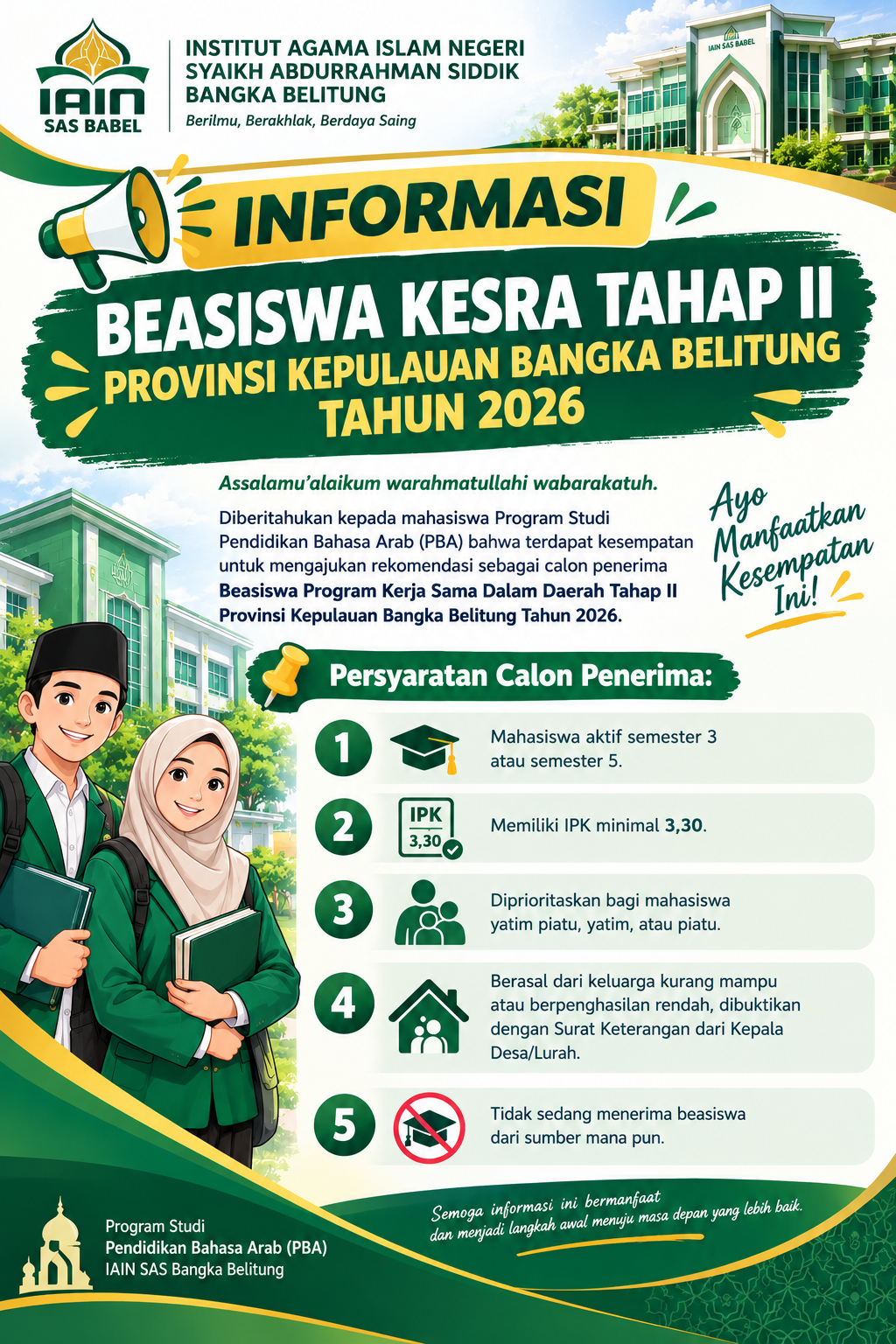 Penerima Beasiswa Kerja Sama dalam Daerah Tahap II Provinsi Kepulauan Bangka Belitung Tahun 2026