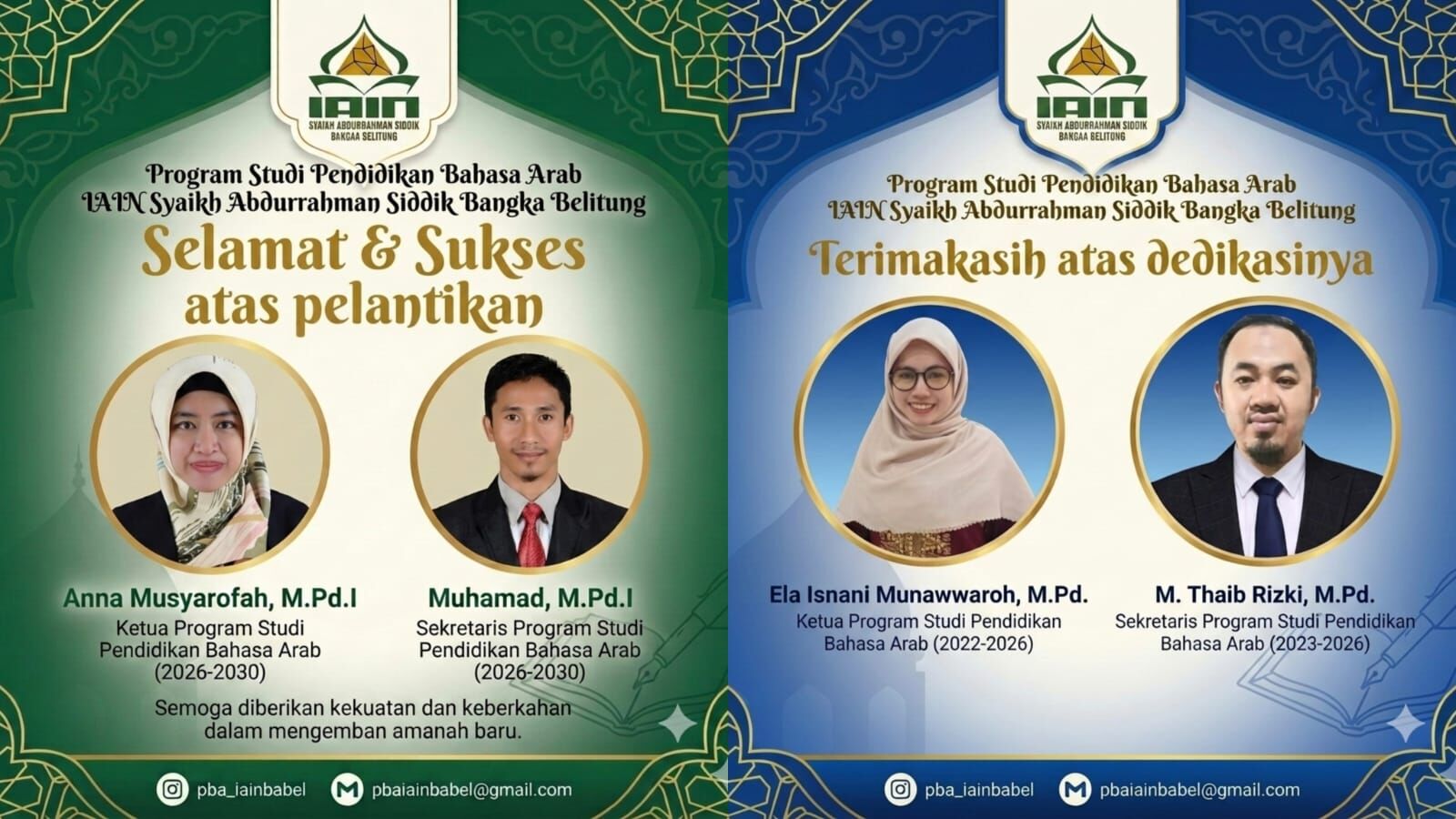 SELAMAT ATAS PELANTIKAN KAPRODI DAN SEKPRODI PENDIDIKAN BAHASA ARAB 2026-2030
