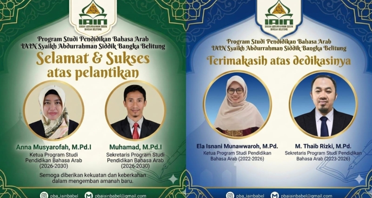SELAMAT ATAS PELANTIKAN KAPRODI DAN SEKPRODI PENDIDIKAN BAHASA ARAB 2026-2030